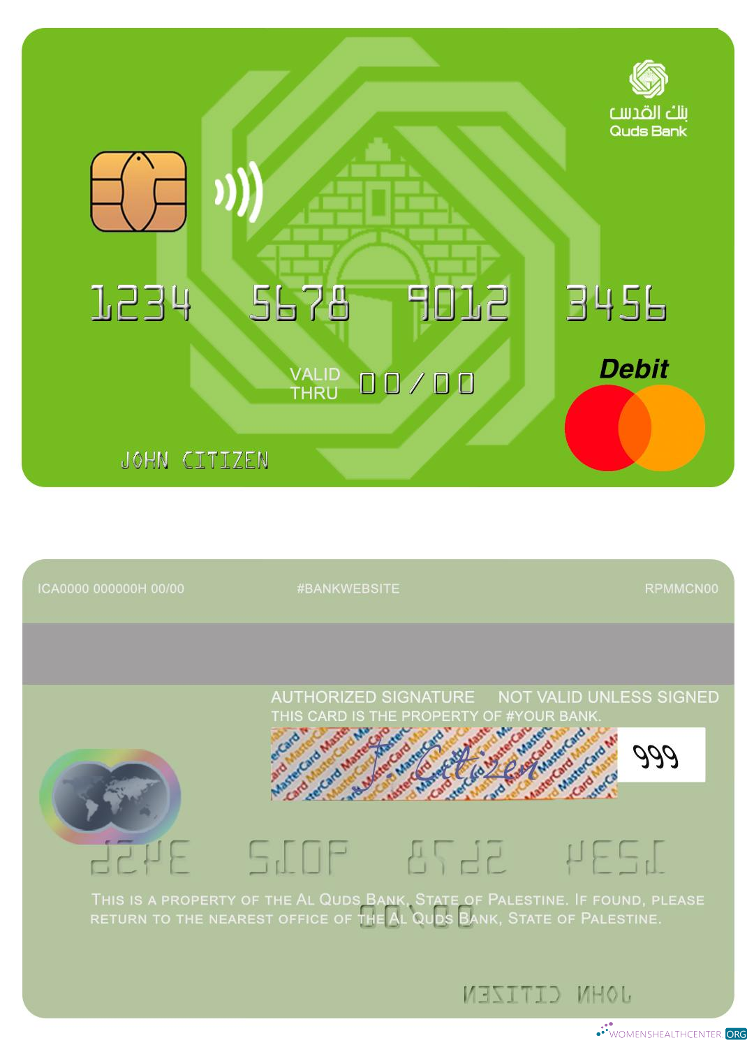 Download Palestine Al Quds Bank mastercard Photoshop template